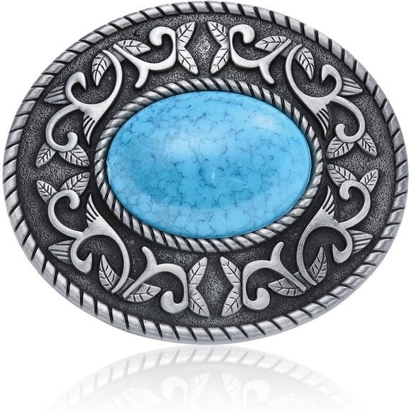 Cowboy Rodeo Running Horse Antique Floral Engraved Rope Edge Design Belt Buckle - Picture 1 of 7